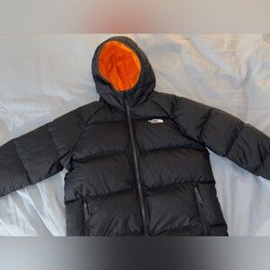 Vintage North face puffer, orange and black reversible jacket